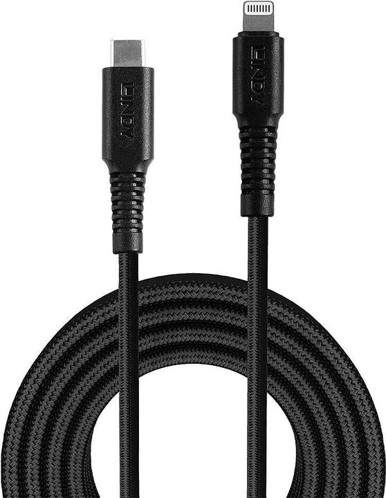 Produktbild Lindy verstärktes USB Typ C an Lightning Ladekabel (3 m, USB 2.0)