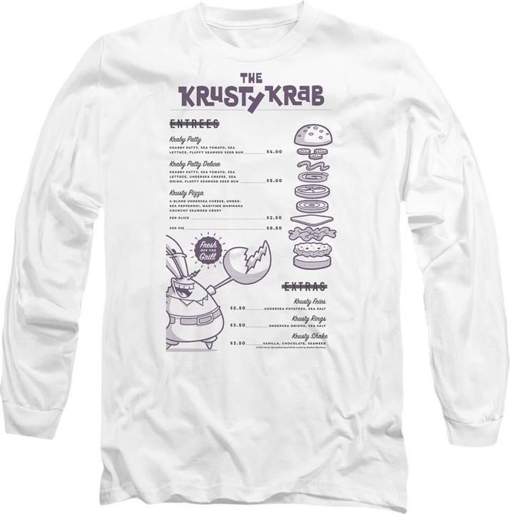 Actual product image Spongebob Squarepants Unisex Adult Krusty Krab Menu T-Shirt (XL)