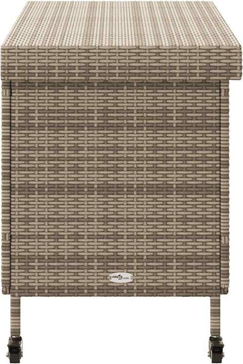 Produktbild VidaXL Gartentruhe mit Rollen Grau 110x55x73 cm Poly Rattan Garten Auflagenbox