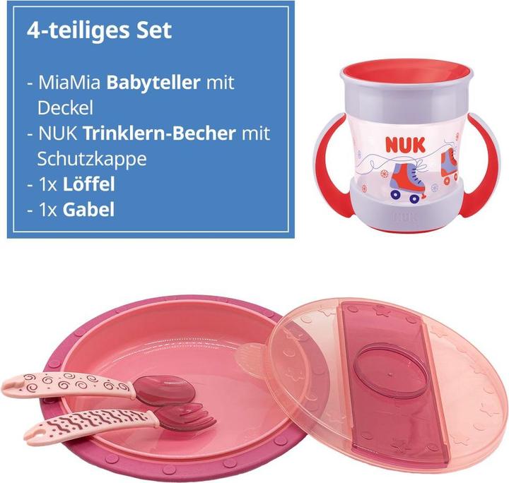 Produktbild NUK Kindergeschirr-Sets 4-tlg. Set für unterwegs inkl. Babyteller mit Besteck