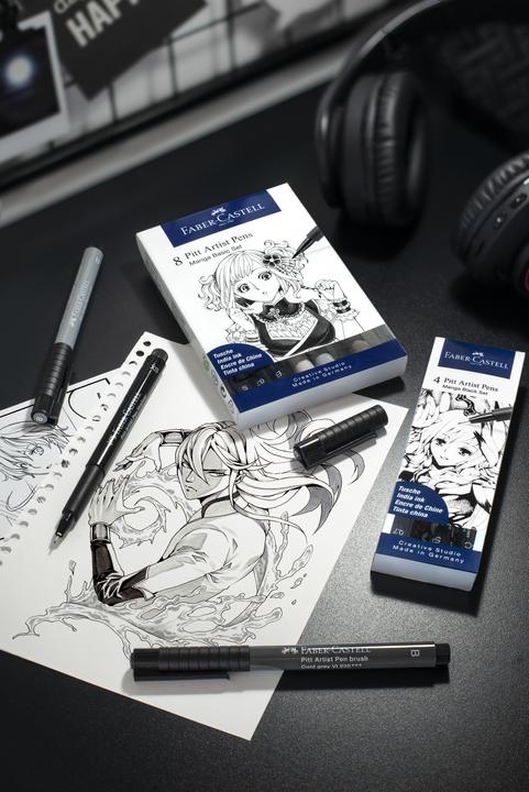 Immagine prodotto Faber-Castell Penna Artista MANGA Pitt (Grigio, Nero, 8 x)