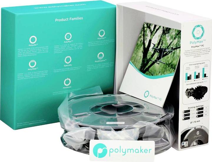 Immagine prodotto Polymaker PC02001 Polymax Tough Filament PC (Policarbonato) alta rigidità, colpo (Carbonio, 1.75 mm, 750 g, Nero)