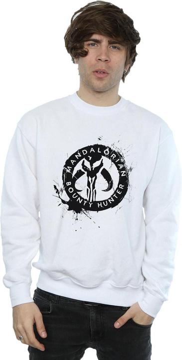 Actual product image Star Wars Mens The Mandalorian Bounty Hunter Splatter Skull Sweatshirt (XXL)