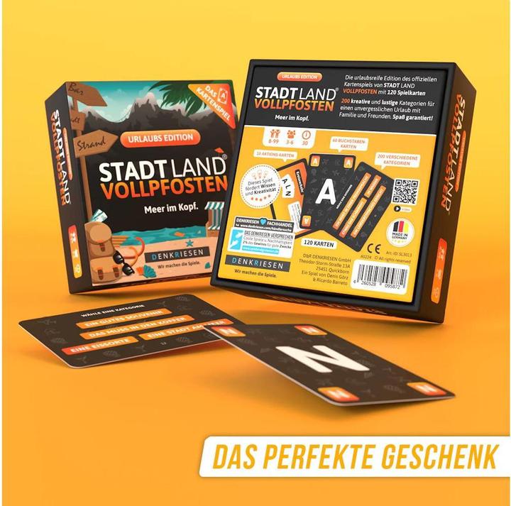 Actual product image Denkriesen - STADT LAND VOLLPFOSTEN® - The card game - URLAUB EDITION - "Meer im Kopf." (German)