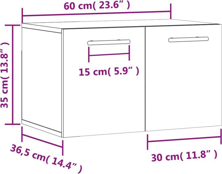 Produktbild VidaXL Wandschrank Braun Eichen-Optik 60x36,5x35cm Holzwerkstoff (60 x 36,5 x 35 cm)