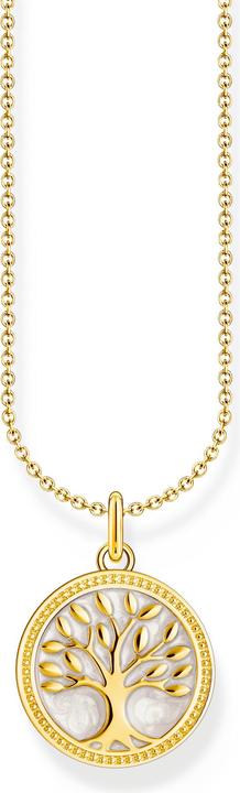 Thomas Sabo Kette mit Tree-of-Love-Anhänger und weisser Emaille vergoldet (925er Silber, Emaille, 38 - 45 cm)