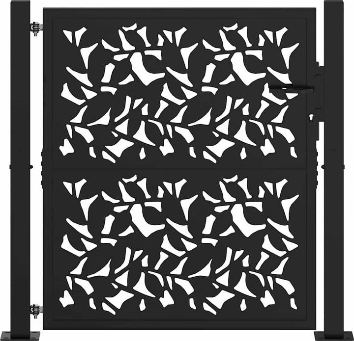 Actual product image VidaXL Garden gate black 105x105 cm steel leaf design fence gate outdoor gate