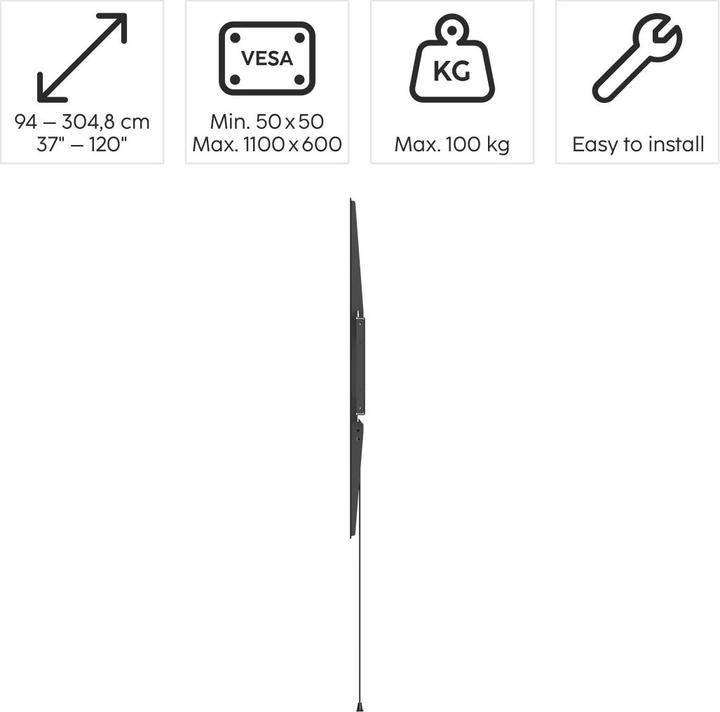Actual product image Hama TV wall bracket, rigid, 305 cm (120") up to 100 kg, wall distance 2.8 cm (Wall, 120", 100 kg)