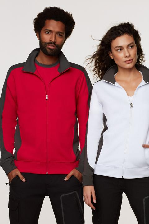Actual product image Hakro Sweat jacket Contrast Perf wine red/anthracite size 5XL (5XL)
