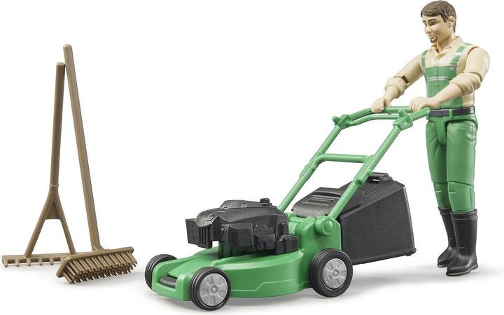 Actual product image Bruder Gardener with lawn mower and garden tools