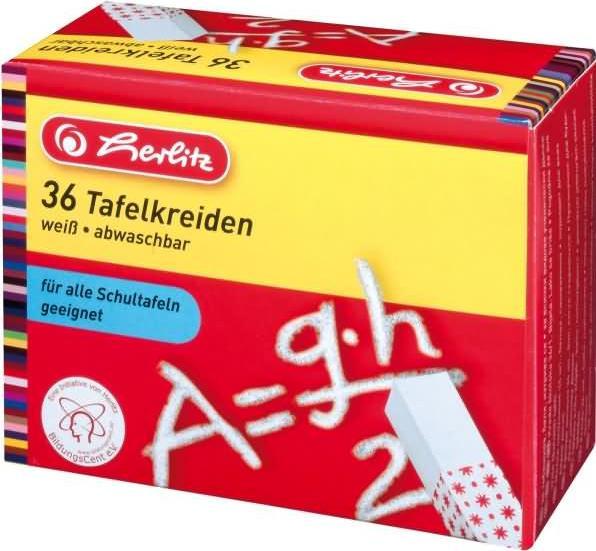 Image du produit Herlitz Craie pour tableau noir, blanc, étui carton de 36 pièces (Blanc, 36 x)