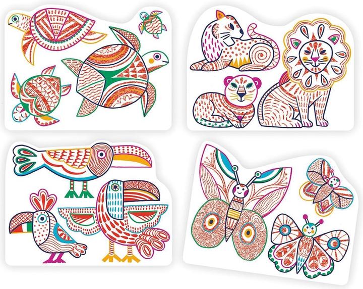 Produktbild Djeco Ausmalbilder verdeckte Farben Wildnisfamilie