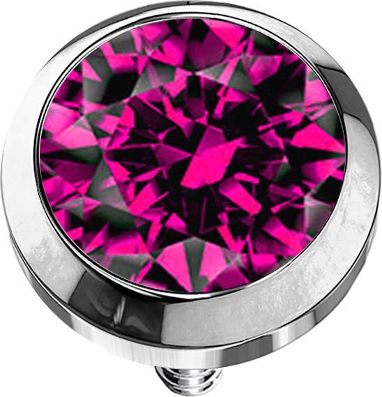Star Piercing Dermal Anchor silber mit Kristall fuchsia (ohne Messing, Titan G23)