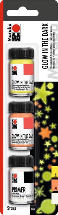 Image du produit Marabu Peinture phosphorescente 'Glow in the Dark Stars (Blanc, Orange, Jaune, 45 ml)