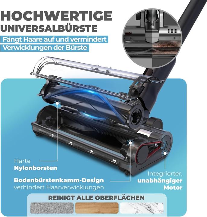 Produktbild KLAMER Akku-Staubsauger, 500 Watt Kabelloser Staubsauger, Flexibler Akku Handstaubsauger mit ve…