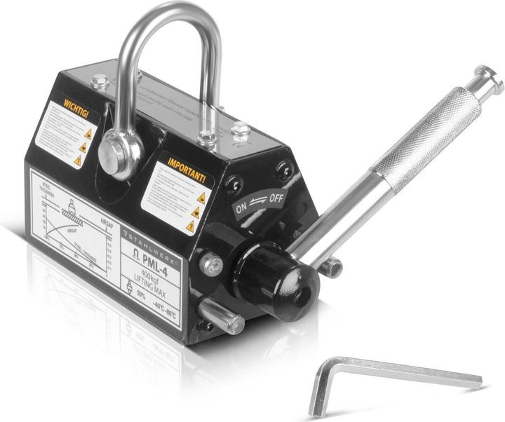 Stahlwerk Lifting magnet with 400 kg 880 lbs load capacity 1280 kg 2821 lbs pulling force (400 kg)