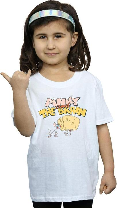 Actual product image Universal Textiles Girls Pinky And The Brain Cheese Head Cotton T-Shirt (116)