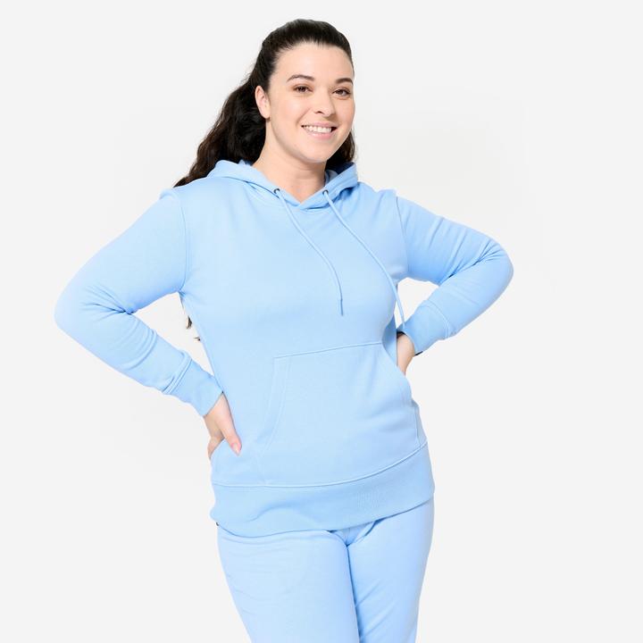 Image du produit Domyos Sweat à capuche en coton femme, bleu clair (XXL)