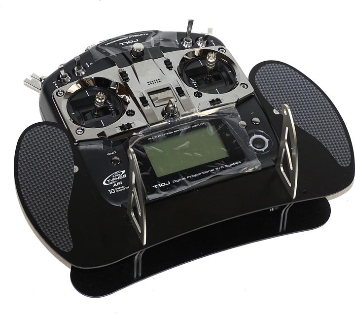 Actual product image AHLtec Transmitter console Futaba T10J Black with standard transmitter console bracket, without hand rests
