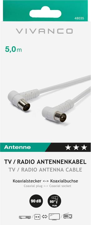 Produktbild Vivanco Koax-Winkelstecker auf Koax-Winkelkupplung (90 dB, Antennenkabel)