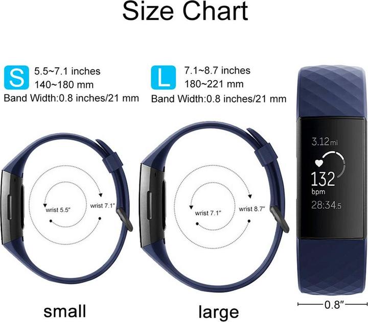 Actual product image PhoneLook Sporty Silicone Wristband Size L (Rubber / Silicone, 4, Charge 3)