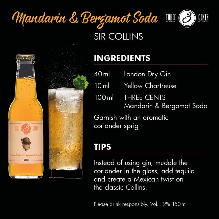 Actual product image Three Cents Mandarin & Bergamot Soda (24 x 20 cl)
