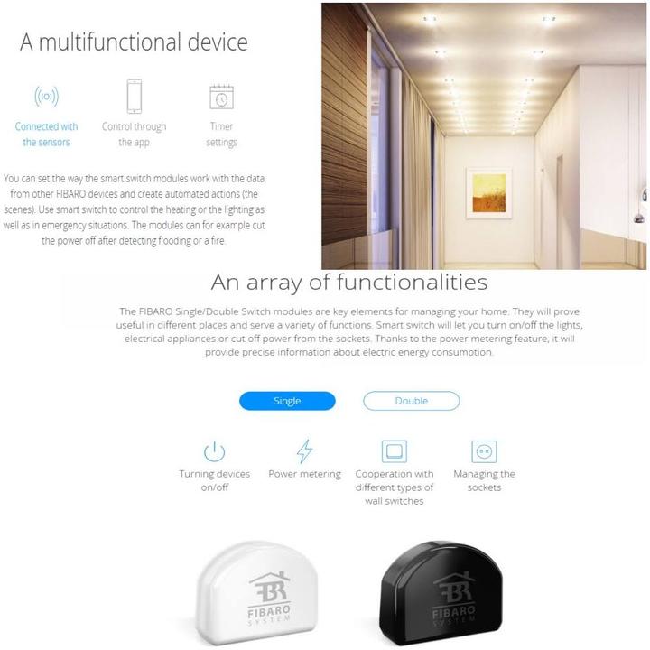Actual product image Fibaro Relay flush-mounted insert 2 switches (Switch actuator)