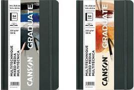 Actual product image Canson GRADUATE Mixed Media sketchbook, 140 x 216 mm black, 32 sheets, 220 gsm paper, natural paper (140 x 216 mm, Plain)