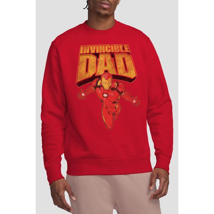 Actual product image Iron Man Unisex Adult Invincible Dad Flying Fathers Day Sweatshirt (S)