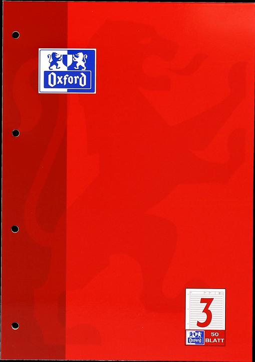 Image du produit Oxford Bloc de feuilles de travail, A4, linéature 3 (A4, Couverture rigide)