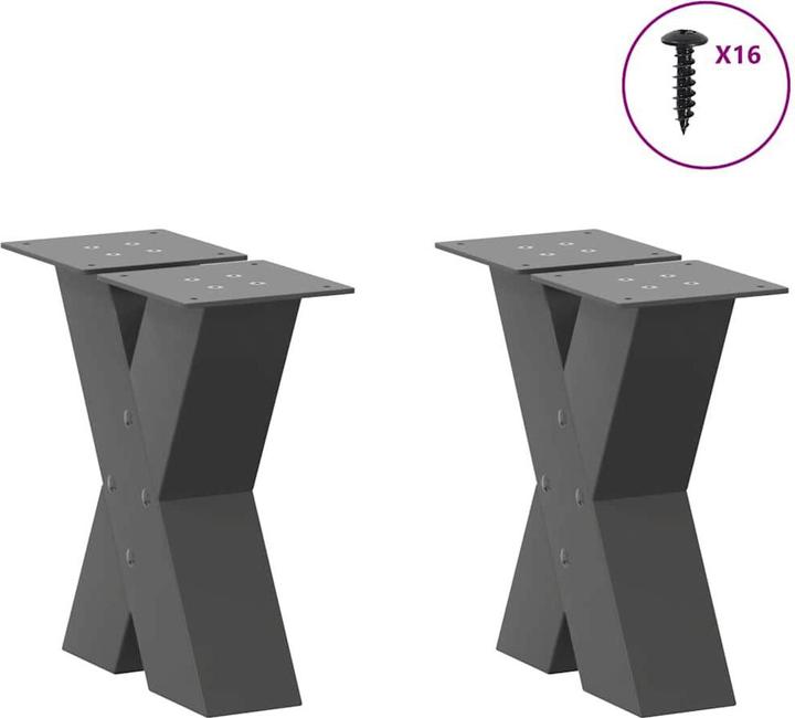 Actual product image VidaXL Coffee table legs X-shape 2 pcs. Anthracite 30x(30-31) cm steel table leg