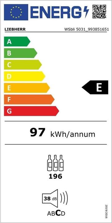 Energie-Label Liebherr Weinklimaschrank GrandCru Selection WSbli 5031 Schwarz