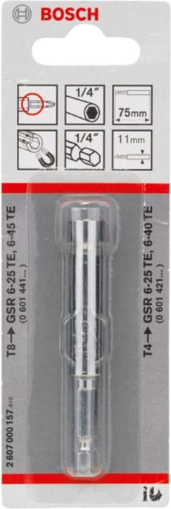 Produktbild Bosch Professional Zubehör Universalhalter, 1/4-Zoll, 75mm, 11mm, (in Verbindung mit Tiefenanschlag T8/T4) (11mm)
