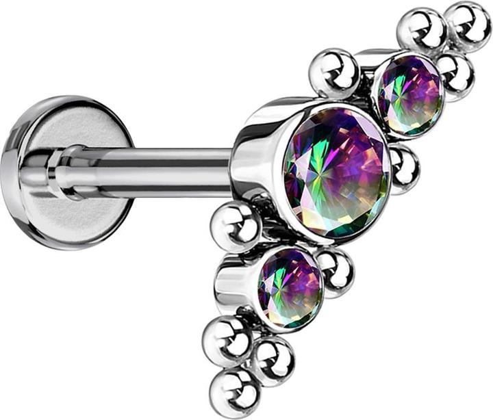 Immagine prodotto Star Piercing Orecchini a perno in oro rosa con goccia di cristallo in argento (Acciaio chirurgico 316Senza ottone, G23 in titanio senza ottone)