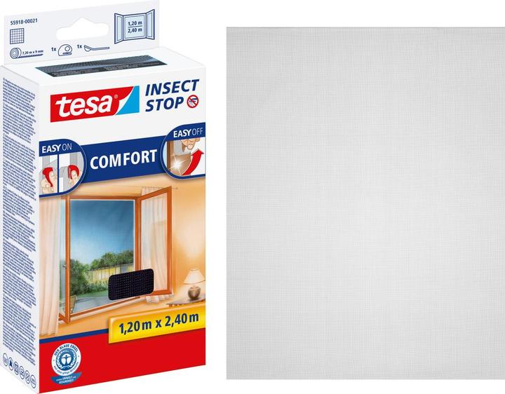 Immagine prodotto tesa Zanzariera COMFORT per finestre, con nastro velcro, autoadesiva, senza forare (120 x 240 cm)