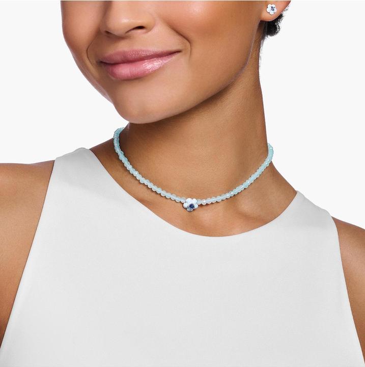 Produktbild Thomas Sabo Choker Blume mit blauen Perlen (925er Silber, Emaille, 34 cm)