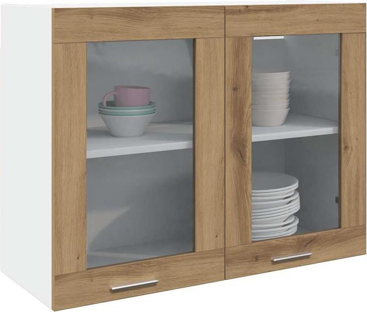 Produktbild VidaXL Hängeglasschrank Artisan-Eiche 80x31x60 cm Holzwerkstoff Küchenschrank (80 x 31 x 60 cm)