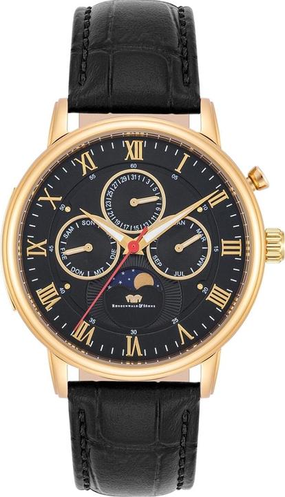Actual product image Multifunctions Moontime II Genuine Leather Yellow Gold - 34082 (Analogue wristwatch, 40 mm)