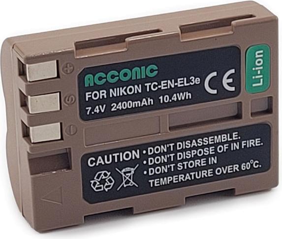 Immagine prodotto Acconic Batteria con ingresso USB-C per Nikon D700 D300 D200 D100 D80 D70 D50 EN-EL3e PTC (Accumulatore di carica elettrica)