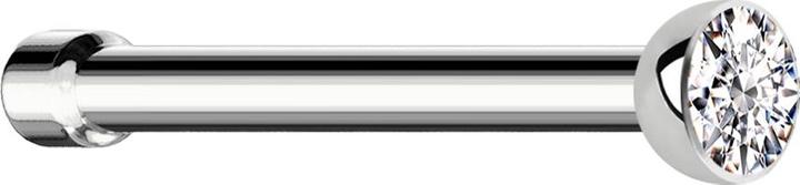 Star Piercing Nasenstecker gerade silber mit Kristall silber (Chirurgenstahl 316L, ohne Messing)