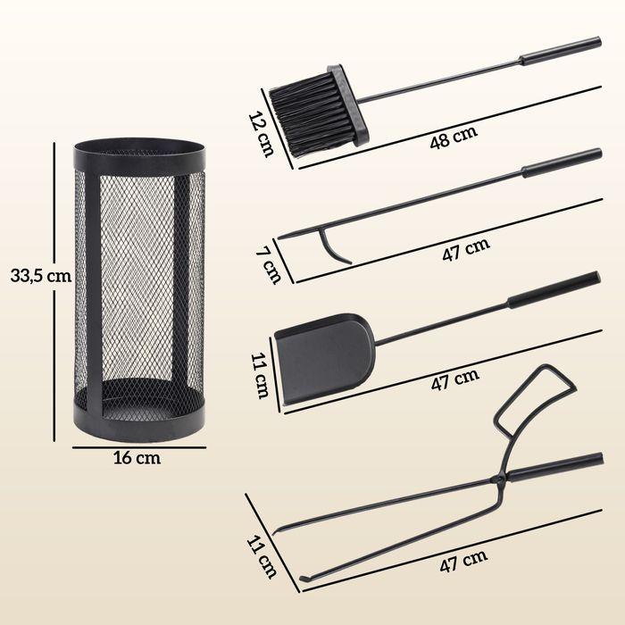Produktbild Swisshandel24 Kaminbesteck Set Kaminzubehör mit Besen, Schaufel, Zange, Schürhaken und Korb