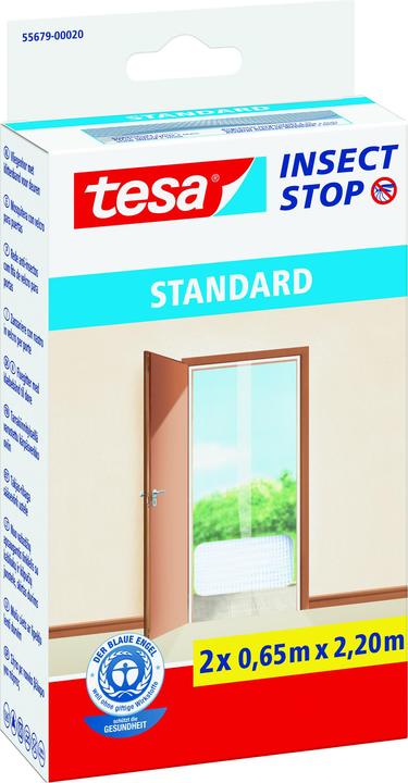 tesa Insektenschutz STANDARD für Fenster, zweiteilig, mit Klettband, ohne Bohren (65 x 220 cm)