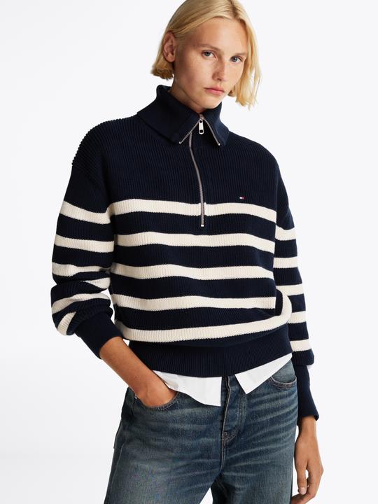 Immagine prodotto Tommy Hilfiger Cardigan Dames Trui Gebreid Katoen - Blauw/Wit - Maat XL (XL)