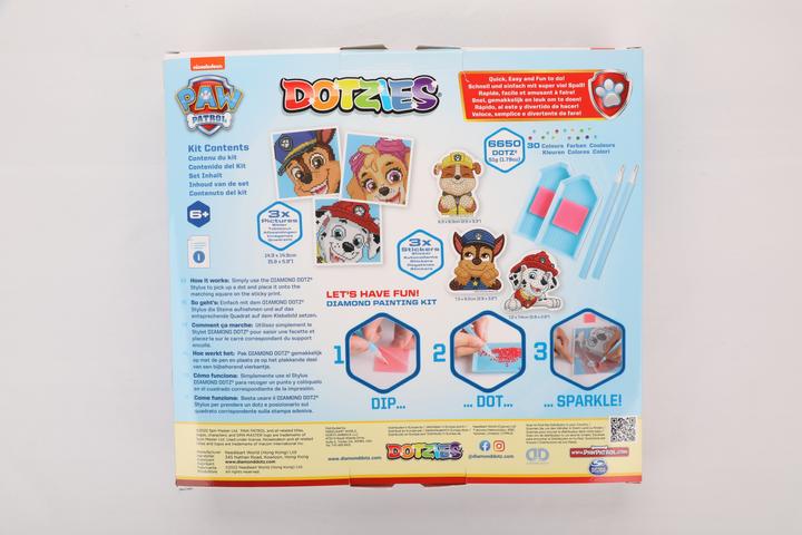 Image du produit Diamond Dotz DOTZIES® Original Diamond Painting Set Paw Patrol avec 6 motifs : 3 tableaux 15x15cm, 3
