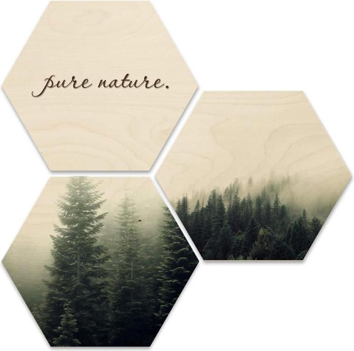 Produktbild Trenddeko Hexagon - Holz Birke-Furnier - Pure Nature Wald (3er Set) (25 x 22 cm)