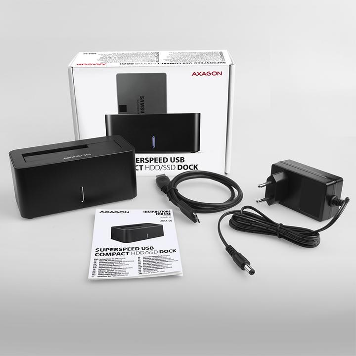 Actual product image Axagon ADSA-SN Storage Drive Docking Station USB 3.2 Gen 1 (3.1 Gen 1) Type-A Black (3.5")