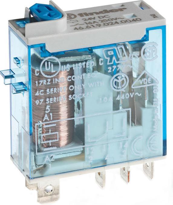 Actual product image Finder Plug in relay w/ flag, 16A, 12Vdc, SPDT