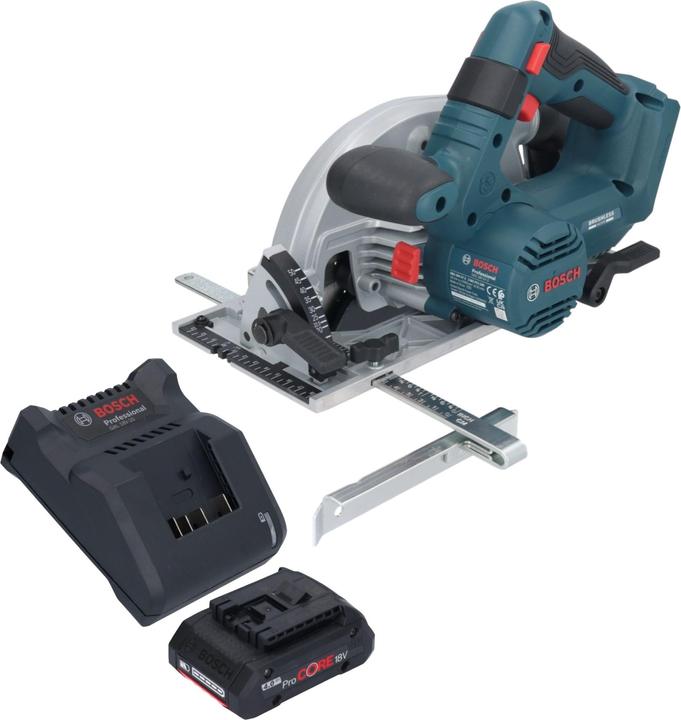 1.0 x 20 mm, 24 ( 2 608 837 685 ), 1x Bosch GKS 18V-57-2 Professional cordless portable circular saw, 1x Bosch GBA 18 V 4.0 Ah ProCORE slide-in battery, 1x Bosch GAL 18V-20 cordless charger, 1x circular saw blade, Standard for Wood, 165 x 1.5