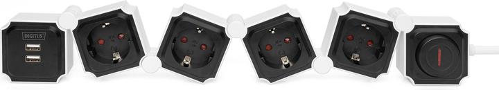 Produktbild Digitus Flexible 4-fach Steckdosenleiste mit 2 USB-Anschlüssen & Schalter (4 x, CEE 7/3, 1.60 m)