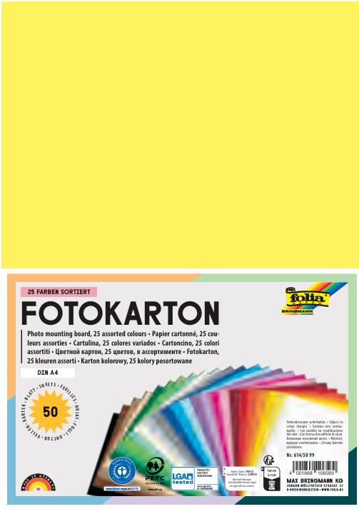 Produktbild Folia Fotokarton, DIN A4, 300 g/qm, 25 Farben sortiert (300 g/m², 50 x)